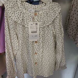 Zara Kids Ivory Blouse with Dark Dots